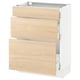 Modern white and light wood kitchen cabinet with drawers.