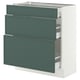 SEKTION / MAXIMERA Base cabinet with 3 drawers, white/Aspudden dark gray-green, 30x15x30 "