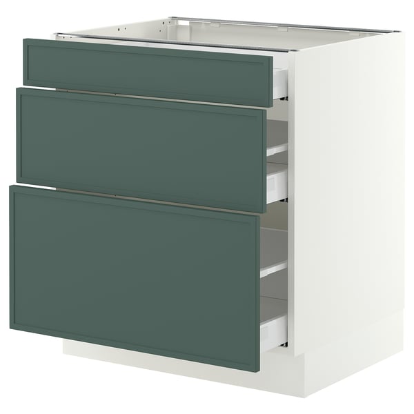 SEKTION / MAXIMERA Base cabinet with 3 drawers, white/Aspudden dark gray-green, 30x24x30 "