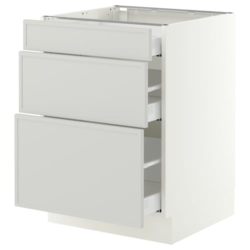 SEKTION / MAXIMERA Base cabinet with 3 drawers, white/Aspudden light gray, 24x24x30 "
