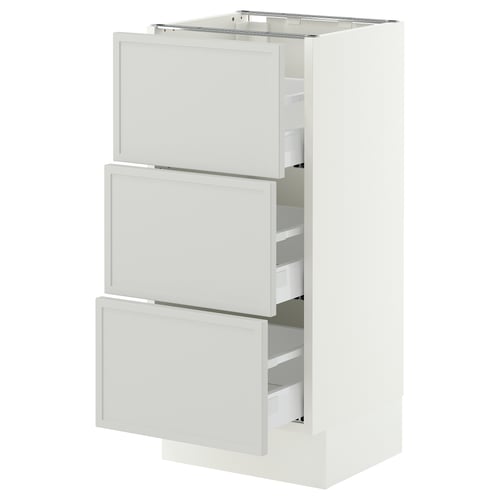 SEKTION / MAXIMERA Base cabinet with 3 drawers, white/Aspudden light gray, 15x15x30 "