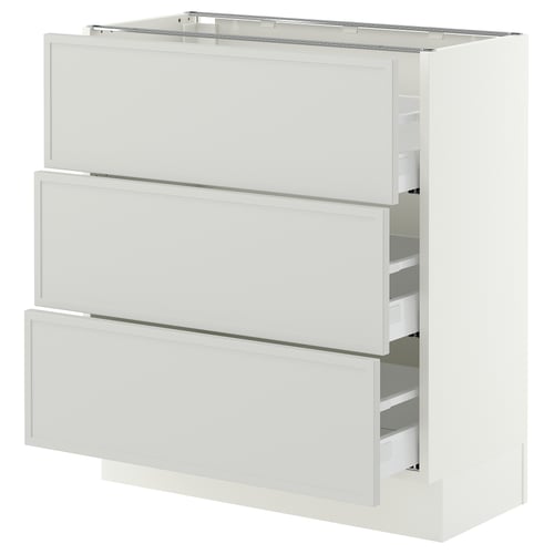 SEKTION / MAXIMERA Base cabinet with 3 drawers, white/Aspudden light gray, 30x15x30 "