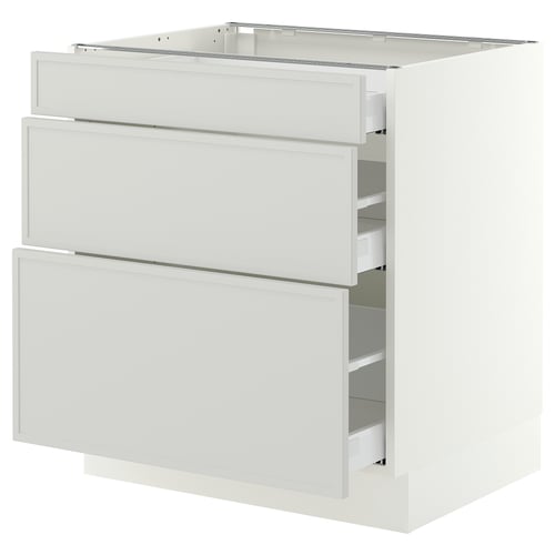 SEKTION / MAXIMERA Base cabinet with 3 drawers, white/Aspudden light gray, 30x24x30 "