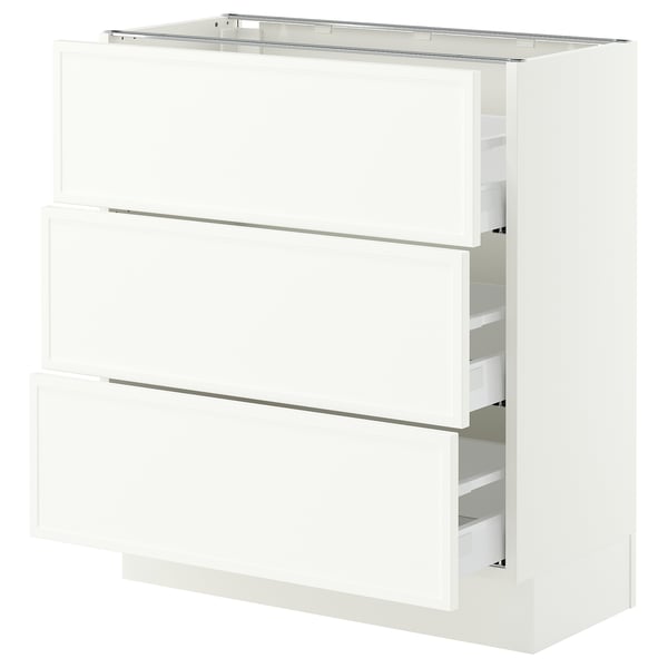 SEKTION / MAXIMERA Base cabinet with 3 drawers, white/Aspudden matt white, 30x15x30 "