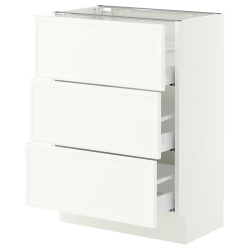 SEKTION / MAXIMERA Base cabinet with 3 drawers, white/Aspudden matt white, 24x15x30 "