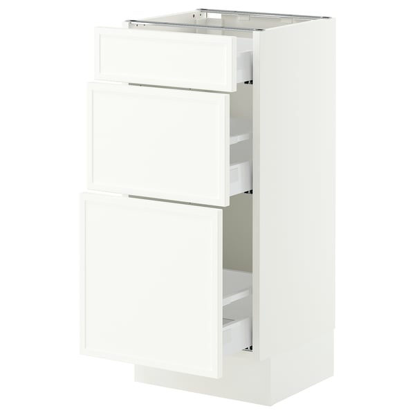 SEKTION / MAXIMERA Base cabinet with 3 drawers, white/Aspudden matt white, 15x15x30 "