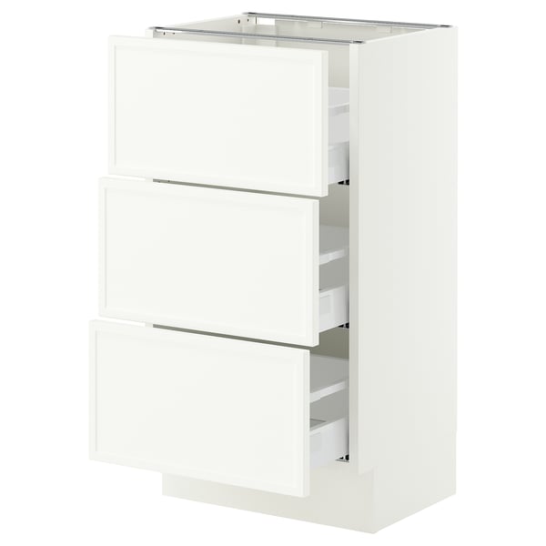 SEKTION / MAXIMERA Base cabinet with 3 drawers, white/Aspudden matt white, 18x15x30 "