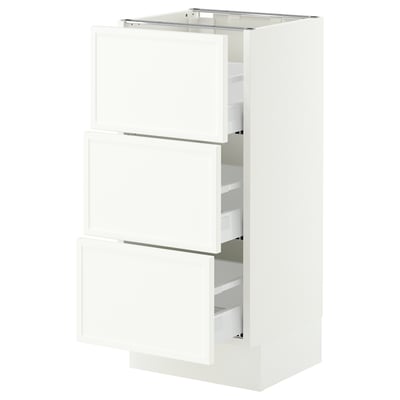 SEKTION / MAXIMERA Base cabinet with 3 drawers, white/Aspudden matt white, 15x15x30 "