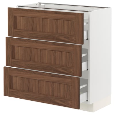 SEKTION kitchen cabinet, white & walnut, drawer design.
