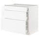 White SEKTION kitchen cabinet with wooden grain texture.