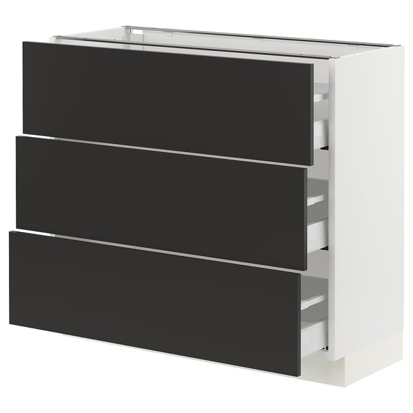 Black SEKTION kitchen unit with 3 drawers