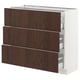 Dark wood drawers in white modern cabinet.