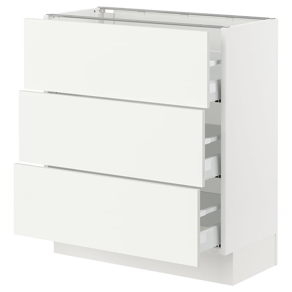 SEKTION white kitchen cabinet, modern design with three drawers.