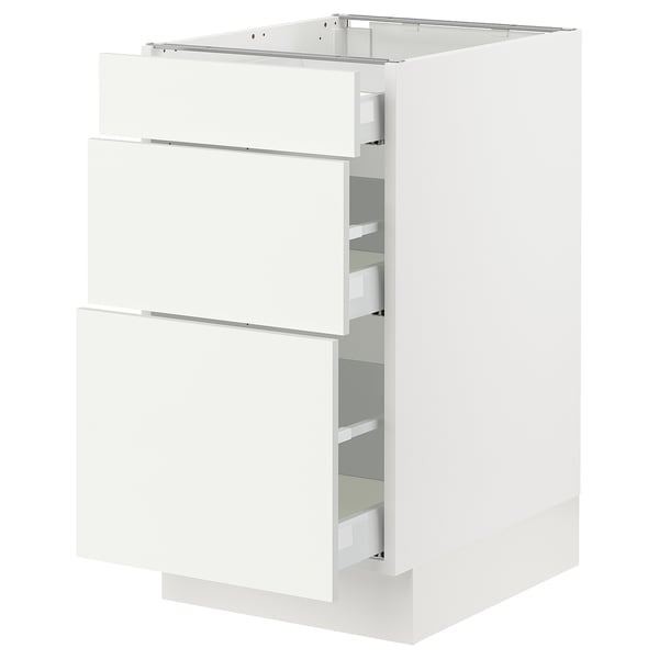 SEKTION white kitchen cabinet, sleek modern design with three drawers.