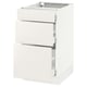 White SEKTION kitchen cabinet with three drawers, sleek design.