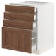 SEKTION kitchen cabinet with walnut-brown drawers and door, featuring smooth wood grain and modern design.