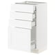 White SEKTION kitchen cabinet with multiple drawers, sleek and modern design.