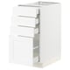 White ikea SEKTION cabinet with three pull-out drawers and one door, sleek modern design.