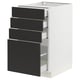 Modern SEKTION kitchen cabinet in white with four black drawers. Sleek, minimalist design.