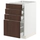 Ikea SEKTION kitchen unit with dark brown sinarp oak drawers.