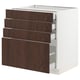 SEKTION kitchen cabinet, dark brown oak, four drawers, white frame, modern design.