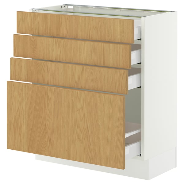 SEKTION / MAXIMERA Base cabinet with 4 drawers, white/Sinarp oak veneer, 30x15x30 "