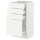 White SEKTION kitchen cabinet with three drawers and one door.