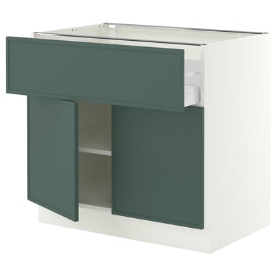 SEKTION / MAXIMERA Base cabinet with drawer/2 doors, white/Aspudden dark gray-green, 36x24x30 "
