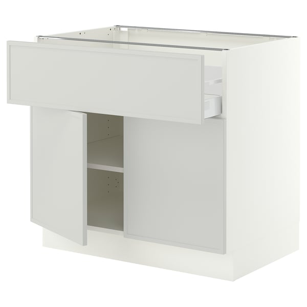 SEKTION / MAXIMERA Base cabinet with drawer/2 doors, white/Aspudden light gray, 36x24x30 "