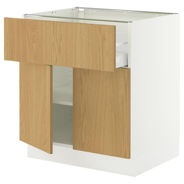 SEKTION / MAXIMERA Base cabinet with drawer/2 doors, white/Sinarp oak veneer, 30x24x30 "