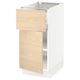 White and light wood SEKTION kitchen cabinet with drawer and door, ash pattern, tall and modern.