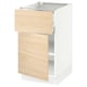 A white SEKTION kitchen cabinet with a light wooden drawer and door, featuring modern design with minimalist aesthetic.