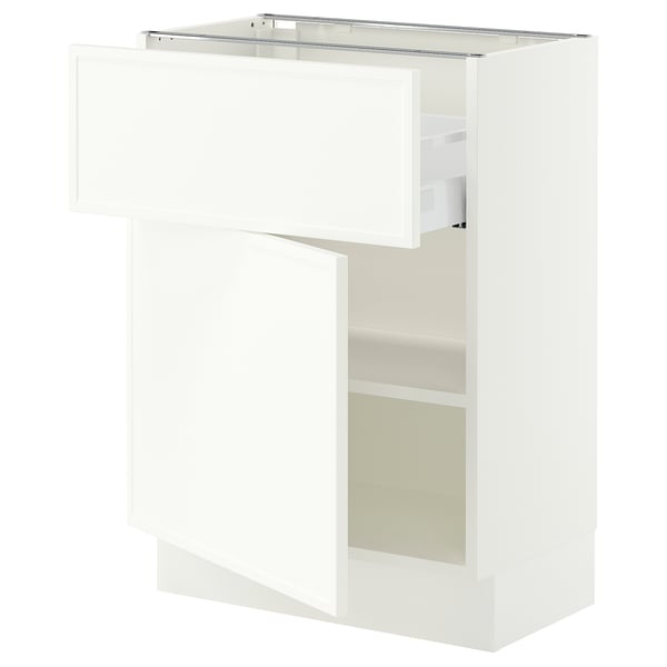SEKTION / MAXIMERA Base cabinet with drawer/door, white/Aspudden matt white, 24x15x30 "