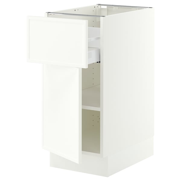 SEKTION / MAXIMERA Base cabinet with drawer/door, white/Aspudden matt white, 15x24x30 "
