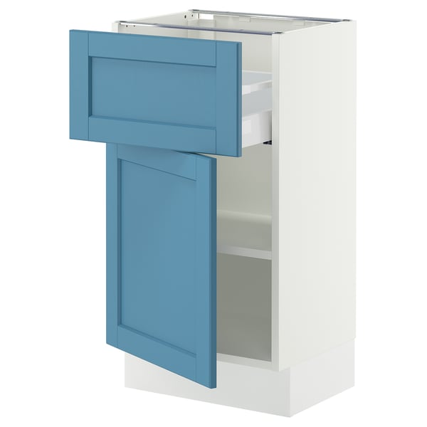 SEKTION / MAXIMERA Base cabinet with drawer/door, white/Lerhyttan blue, 18x15x30 "
