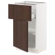 SEKTION kitchen cabinet, white & dark brown wood, adjustable shelves, open drawer.