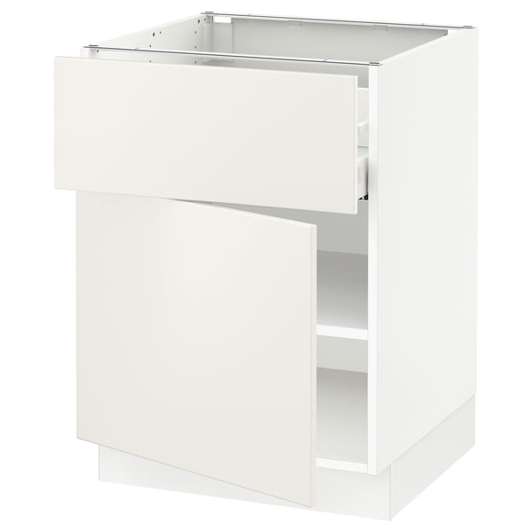 White SEKTION kitchen cabinet, modern design, adjustable shelves, sleek finish.