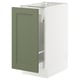 SEKTION kitchen cabinet in gray-green with white frame, rectangular and minimalist design.
