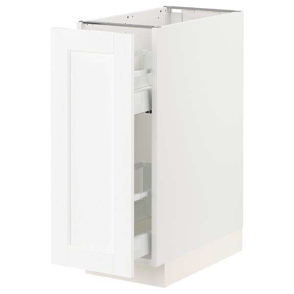 SEKTION kitchen cabinet in white with pull-out drawer, modern design.