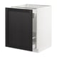 Modern kitchen cabinet with dark grey wooden door and white frame.