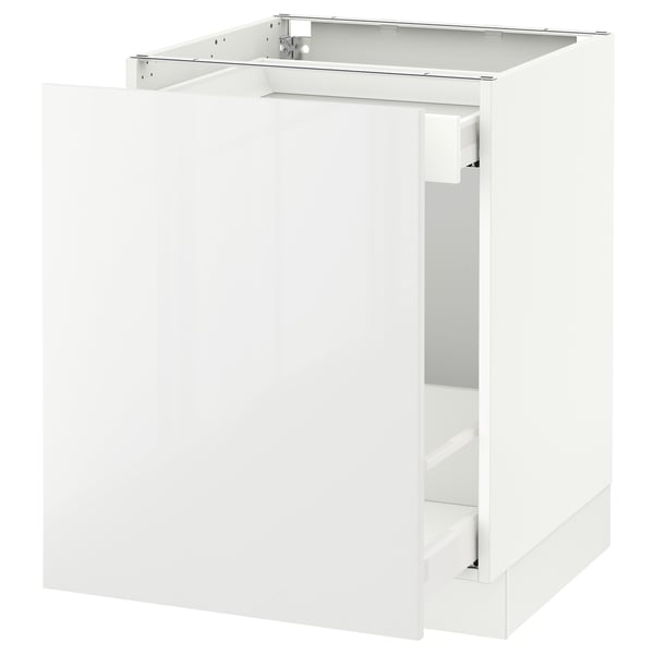 SEKTION white cabinet, modern gloss finish, rectangular with drawer.