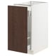 A SEKTION kitchen cabinet with a dark brown sinarp wood veneer door and a white frame. It has a rectangular shape and modern design.