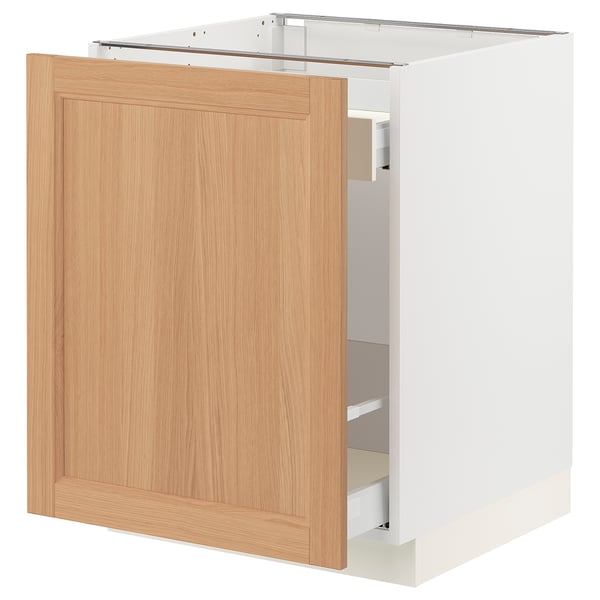 SEKTION kitchen cabinet, white & oak, rectangular, modern design.