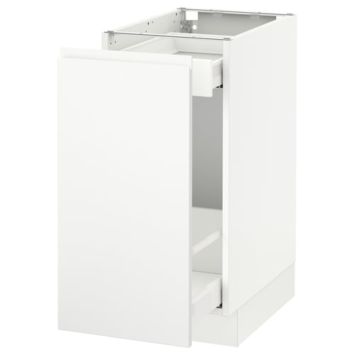 SEKTION white kitchen cabinet, modern minimalist design, square shape, glossy finish.
