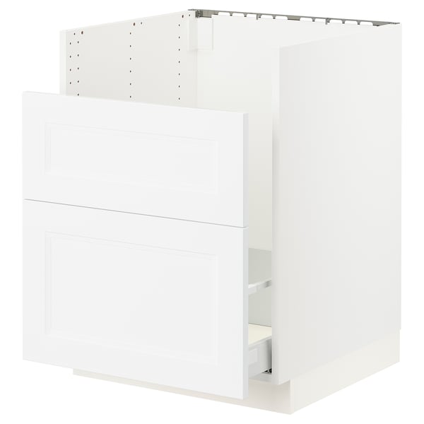 White SEKTION kitchen cabinet with smooth-running drawers.