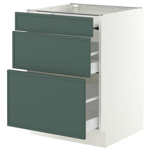 SEKTION / MAXIMERA Bc w pull-out work surface/2drw, white/Aspudden dark gray-green, 24x24x30 "