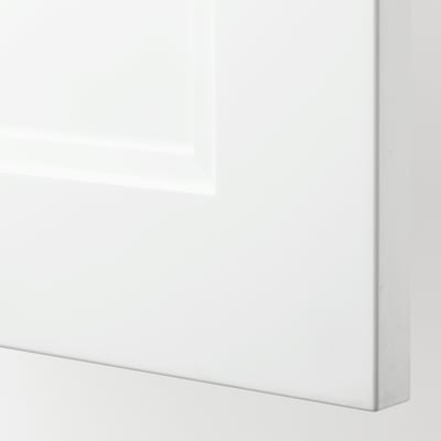 Modern kitchen cabinet in pristine white with sleek, smooth finish; quality craftsmanship and clean design.
