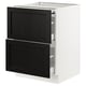 Modern kitchen cabinet with black-stained wood doors and full-extension drawers.