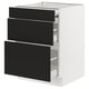 Modern black drawers in white cabinet, sleek design.