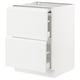 An ikea SEKTION white kitchen cabinet with integrated handles and smooth drawers.